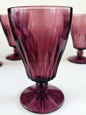 intage Mid Century Hazel Atlas Moroccan Amethyst Water Goblets - Set of 4